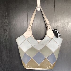 💙 The Sak Patchwork Roma Shopper Leather Shoulder Bag. New With Tags!